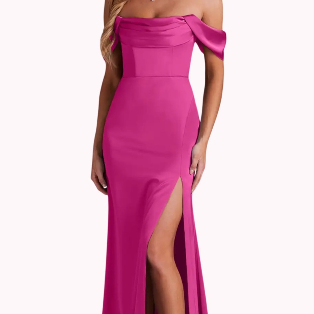 Azazie Strapless Fuchsia Gown